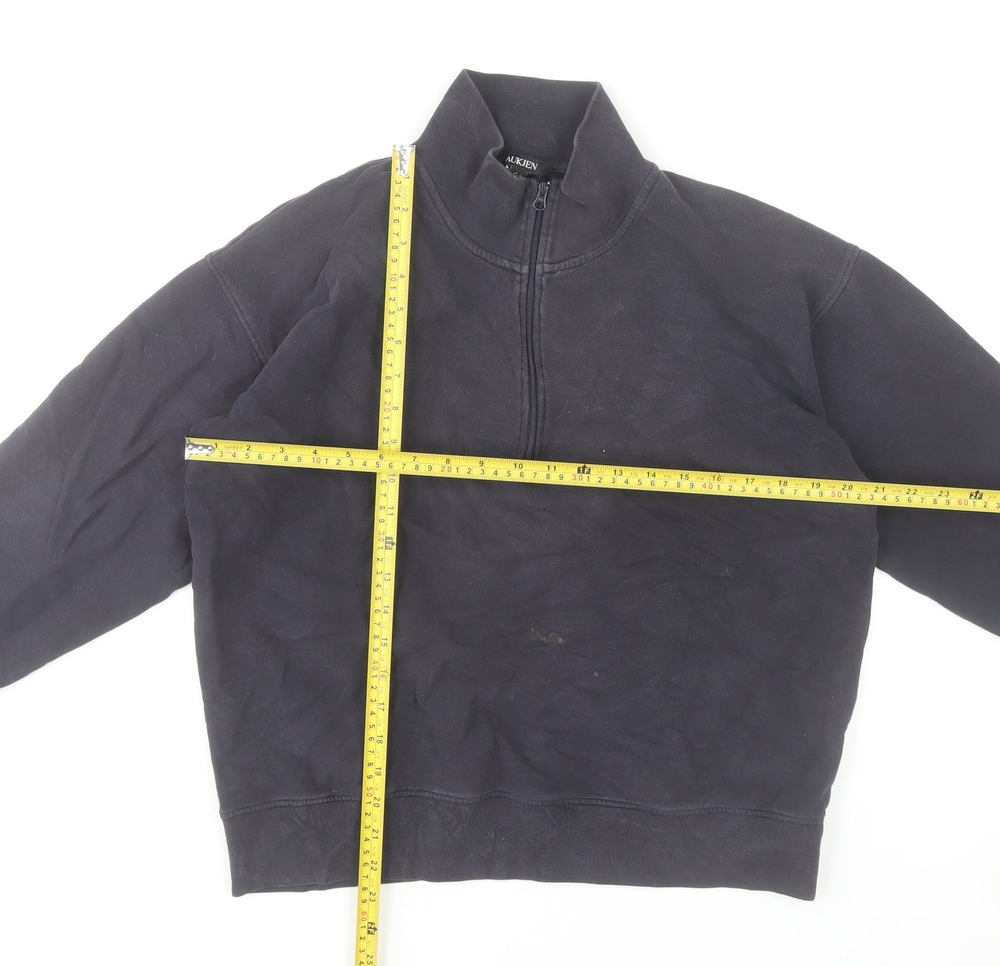 Baukjen Women's Black Organic Cotton 1/2 Zip Sweatshirt UK 14