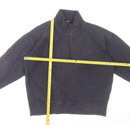 Baukjen Women's Black Organic Cotton 1/2 Zip Sweatshirt UK 14
