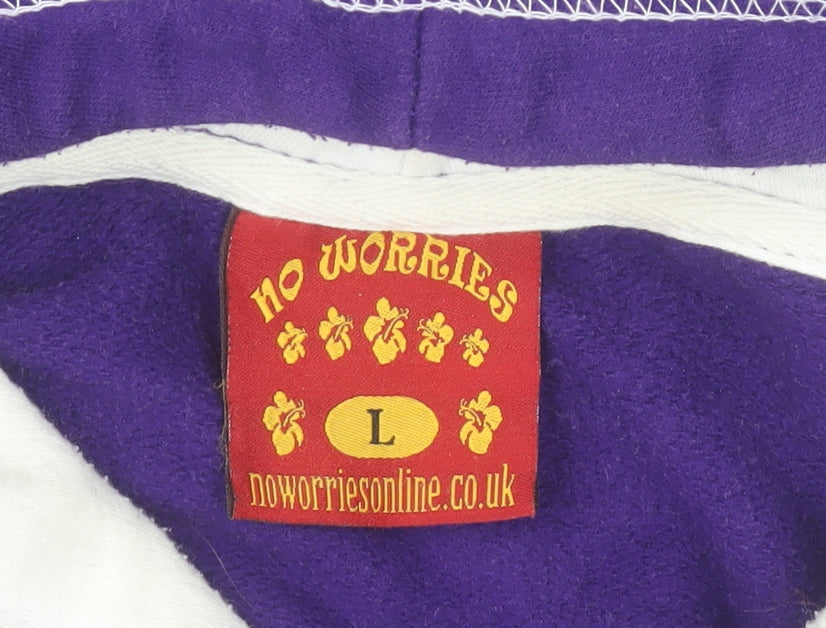 No Worries Women Purple NEWQUAY Lifeguard Pullover Hoodie Size L