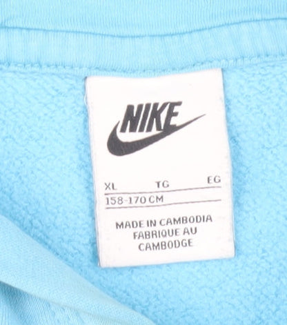 Nike Girls Blue Pullover Fleece Hoodie XL 14-15 Years Hooded Sweatshirt