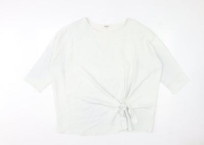 Studio 8 by Phase Eight White Tie Front Tunic Blouse Women Size 16 3/4 Sleeve