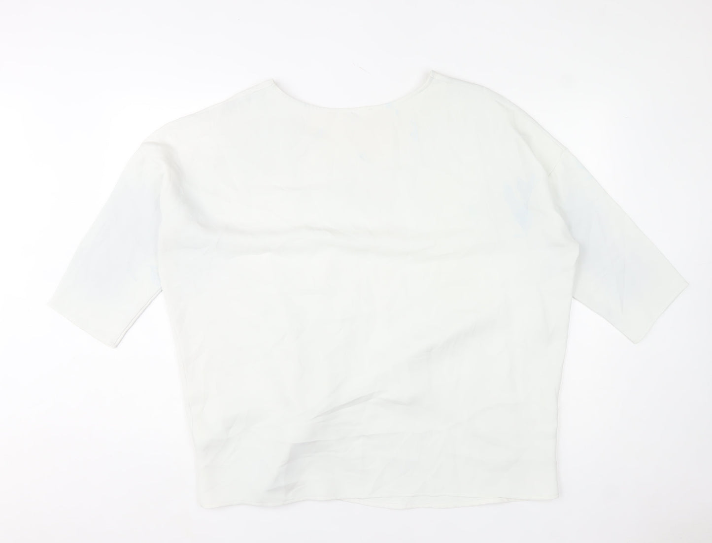 Studio 8 by Phase Eight White Tie Front Tunic Blouse Women Size 16 3/4 Sleeve