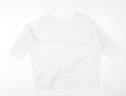 Studio 8 by Phase Eight White Tie Front Tunic Blouse Women Size 16 3/4 Sleeve