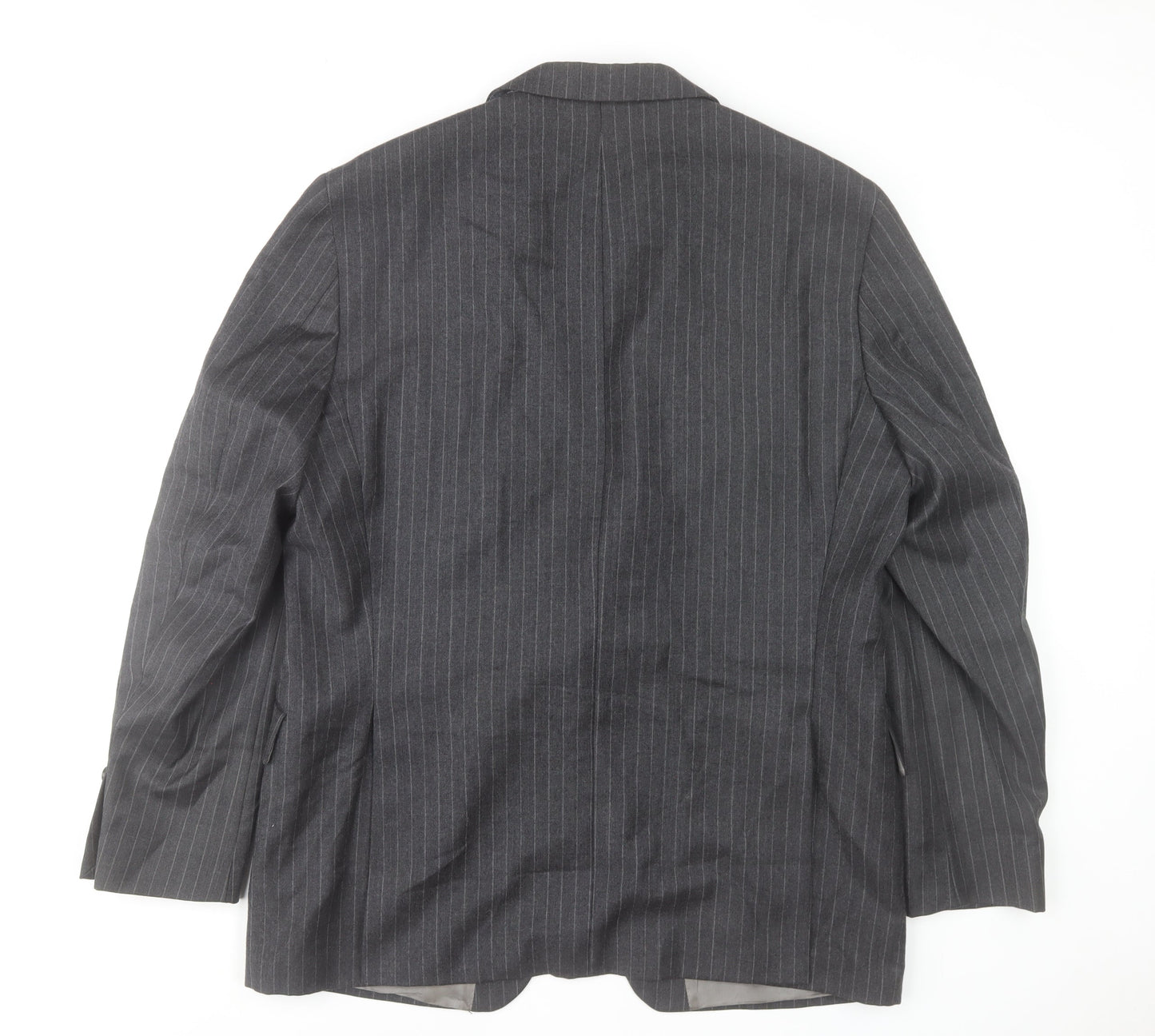 LINUS Mens Grey Pinstripe Wool Blazer Jacket Size 44 Regular Fit