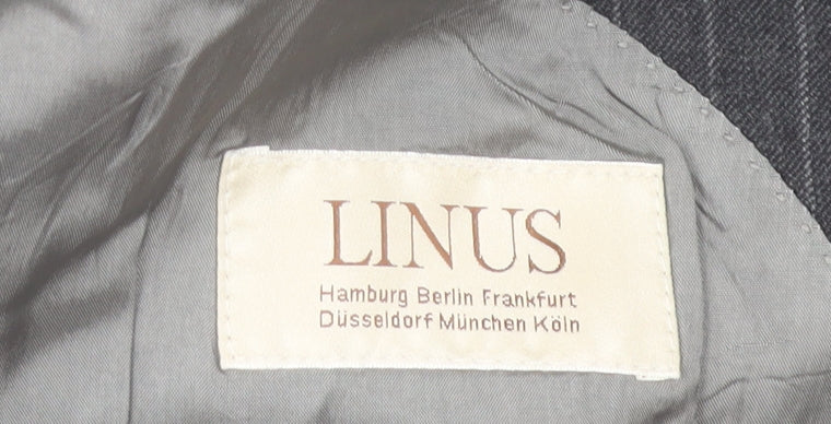 LINUS Mens Grey Pinstripe Wool Blazer Jacket Size 44 Regular Fit