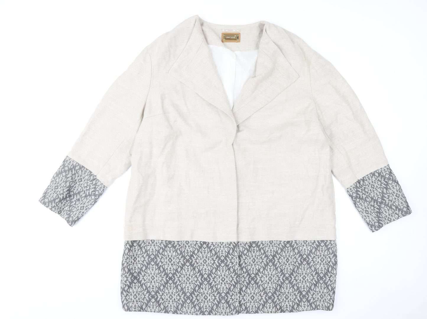 Marks and Spencer Women’s Beige Geometric Wool Blend Mid-Length Coat UK 20