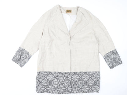 Marks and Spencer Women’s Beige Geometric Wool Blend Mid-Length Coat UK 20