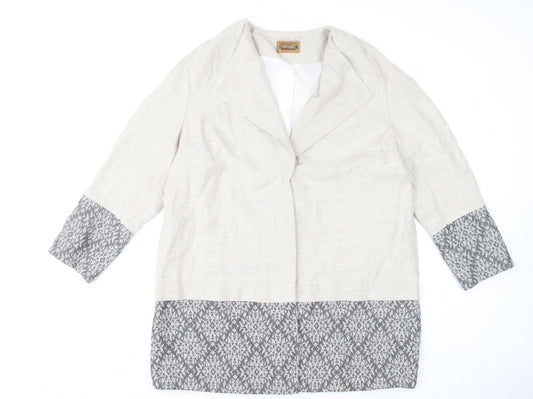 Marks and Spencer Women’s Beige Geometric Wool Blend Mid-Length Coat UK 20
