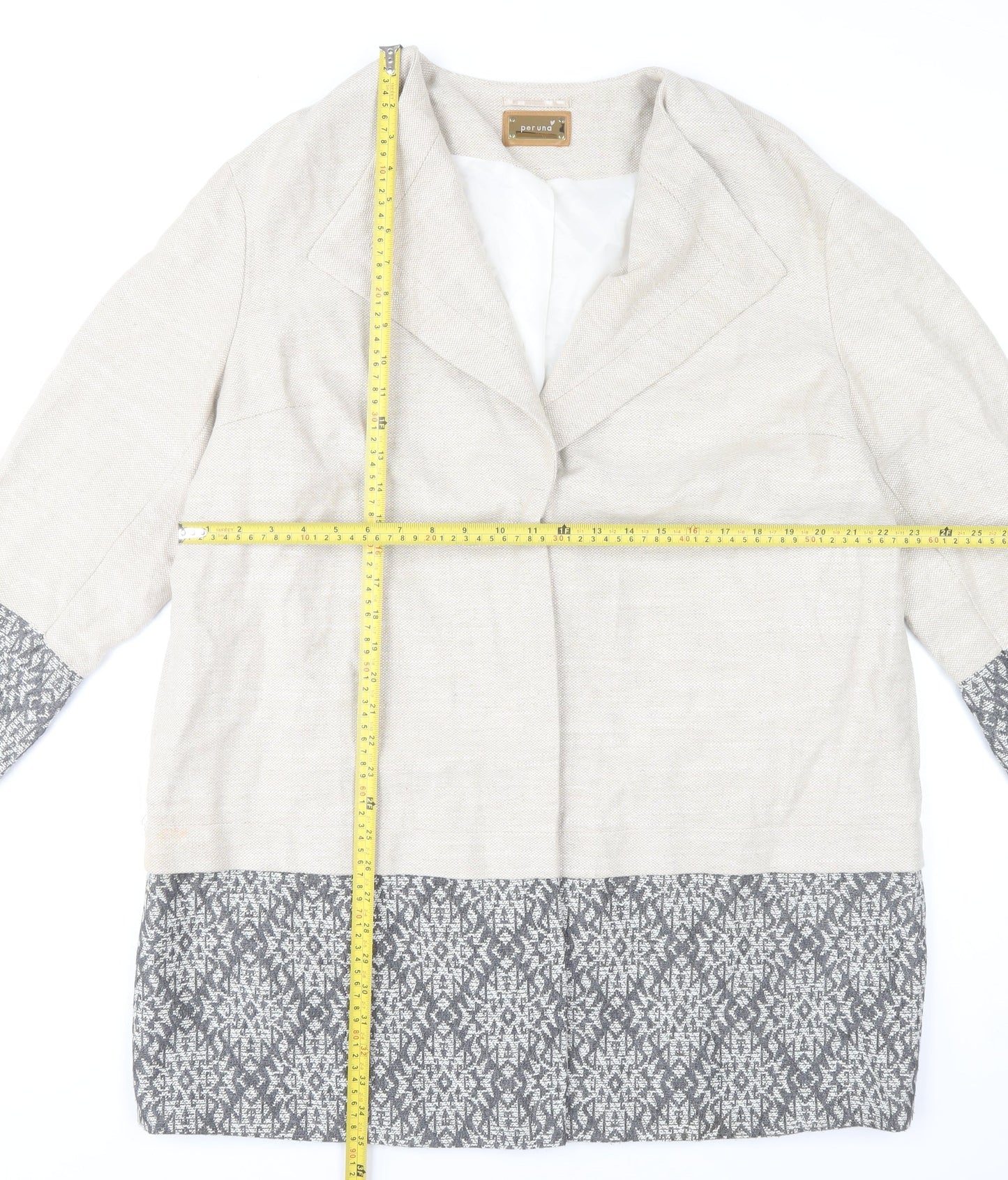 Marks and Spencer Women’s Beige Geometric Wool Blend Mid-Length Coat UK 20