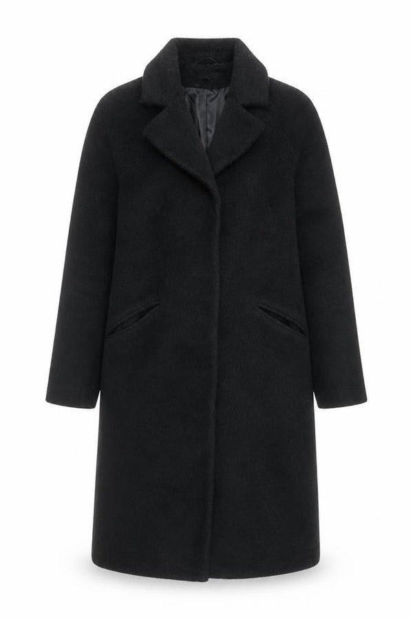 Brave Soul Women's Black Long Overcoat Size 10 Classic Wool-Blend