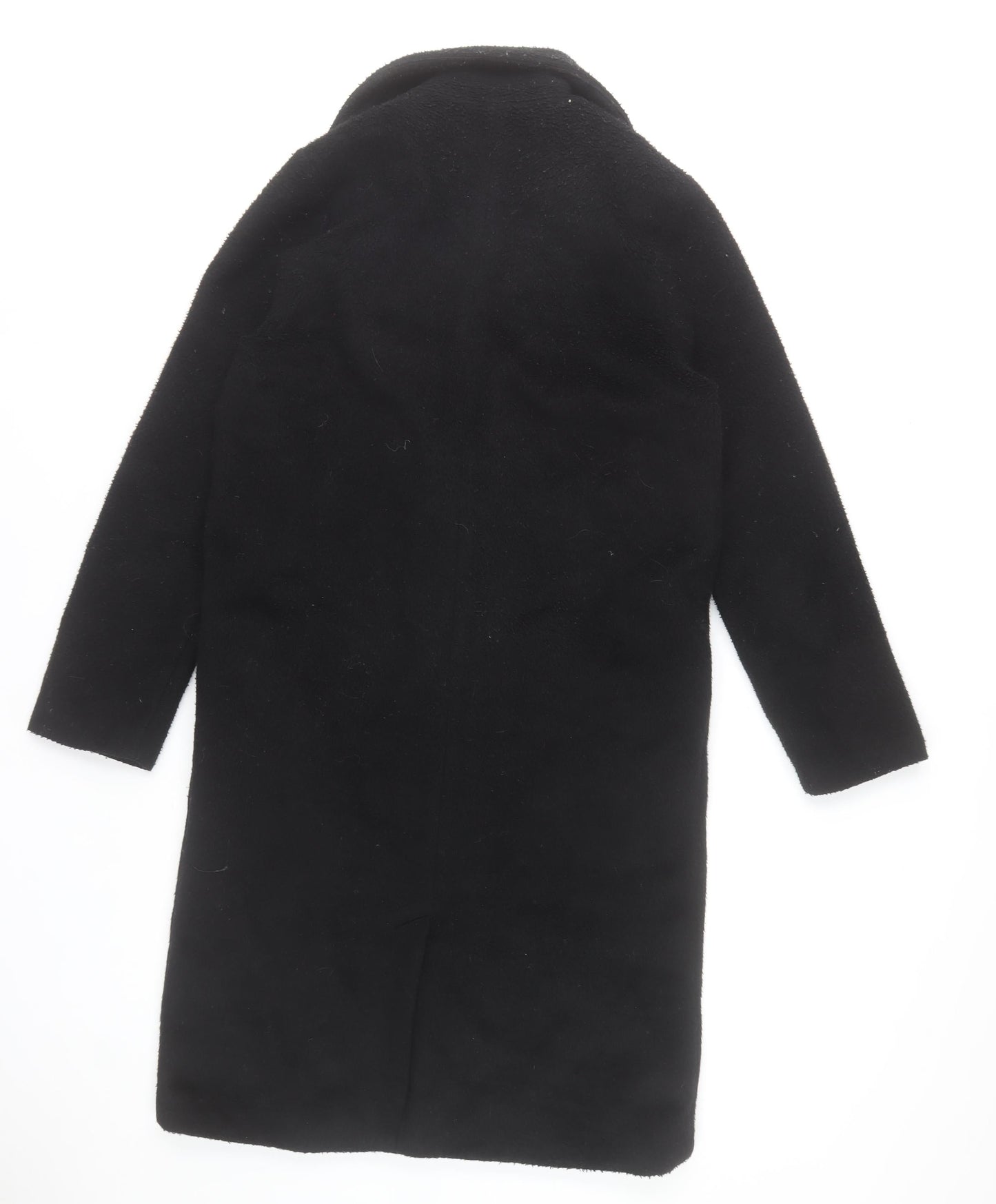 Brave Soul Women's Black Long Overcoat Size 10 Classic Wool-Blend