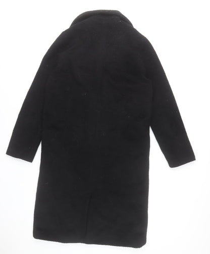 Brave Soul Women's Black Long Overcoat Size 10 Classic Wool-Blend