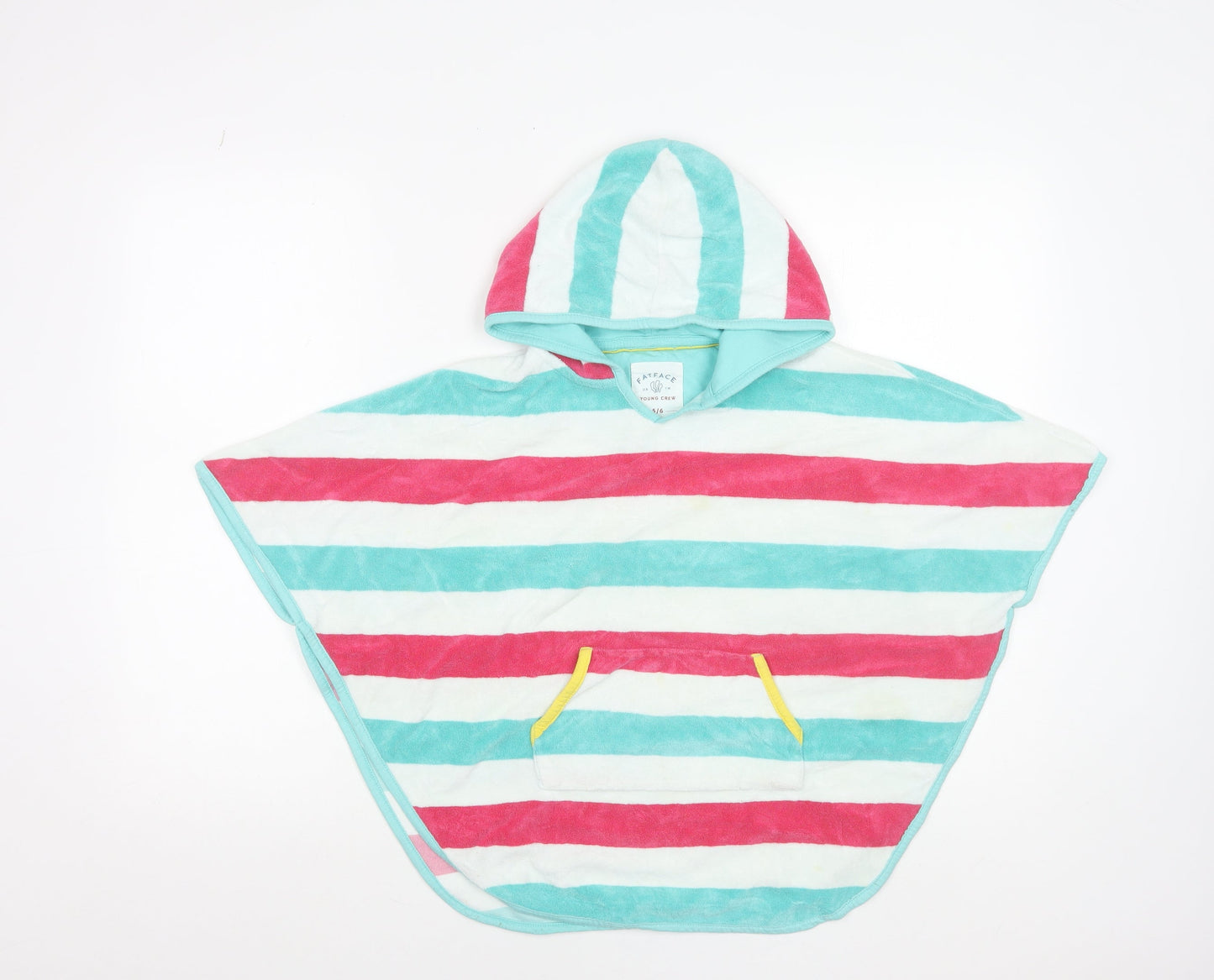 FatFace Girls Multicoloured Striped Hooded Towel Poncho 5-6 Years