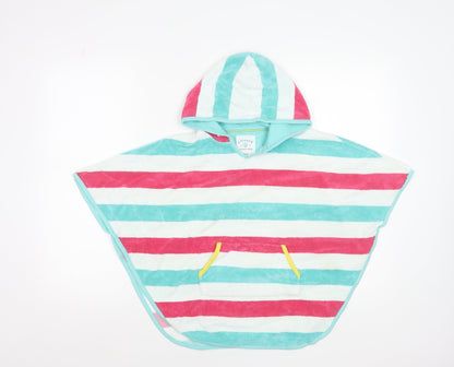 FatFace Girls Multicoloured Striped Hooded Towel Poncho 5-6 Years