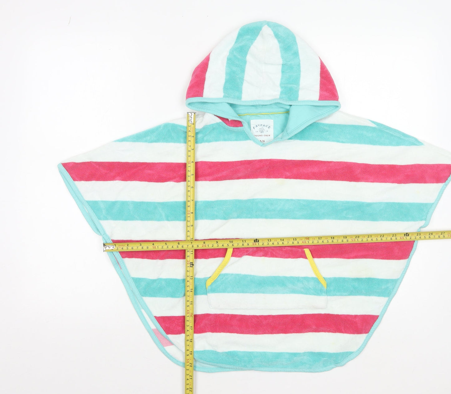 FatFace Girls Multicoloured Striped Hooded Towel Poncho 5-6 Years