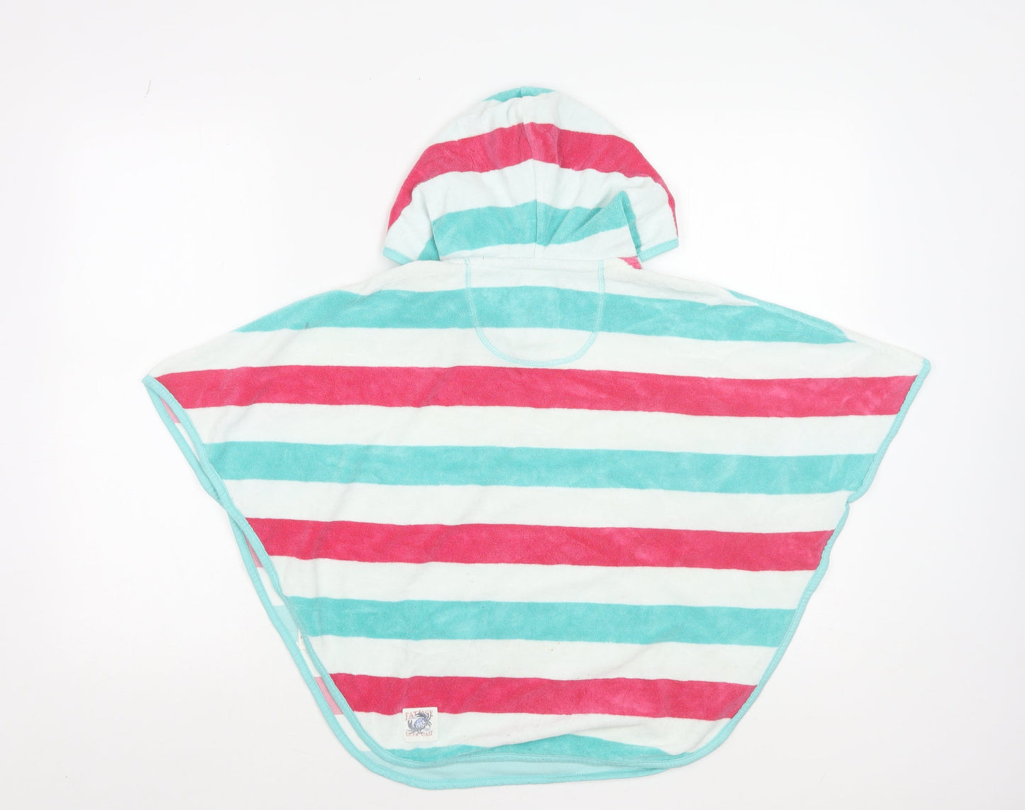 FatFace Girls Multicoloured Striped Hooded Towel Poncho 5-6 Years