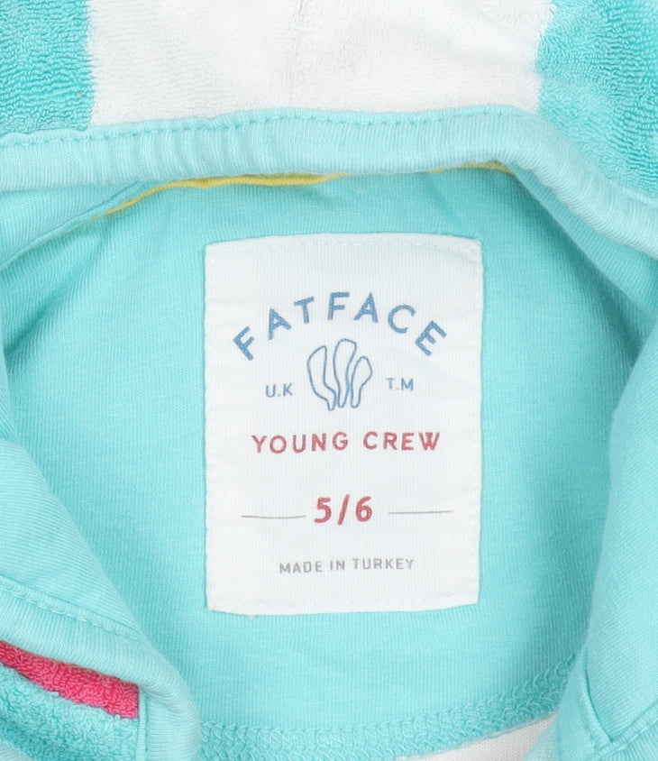 FatFace Girls Multicoloured Striped Hooded Towel Poncho 5-6 Years