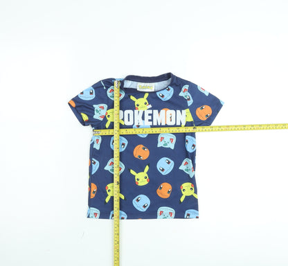 Pokémon Boys Blue Graphic T-Shirt Pikachu Print 5-6 Years Short Sleeve