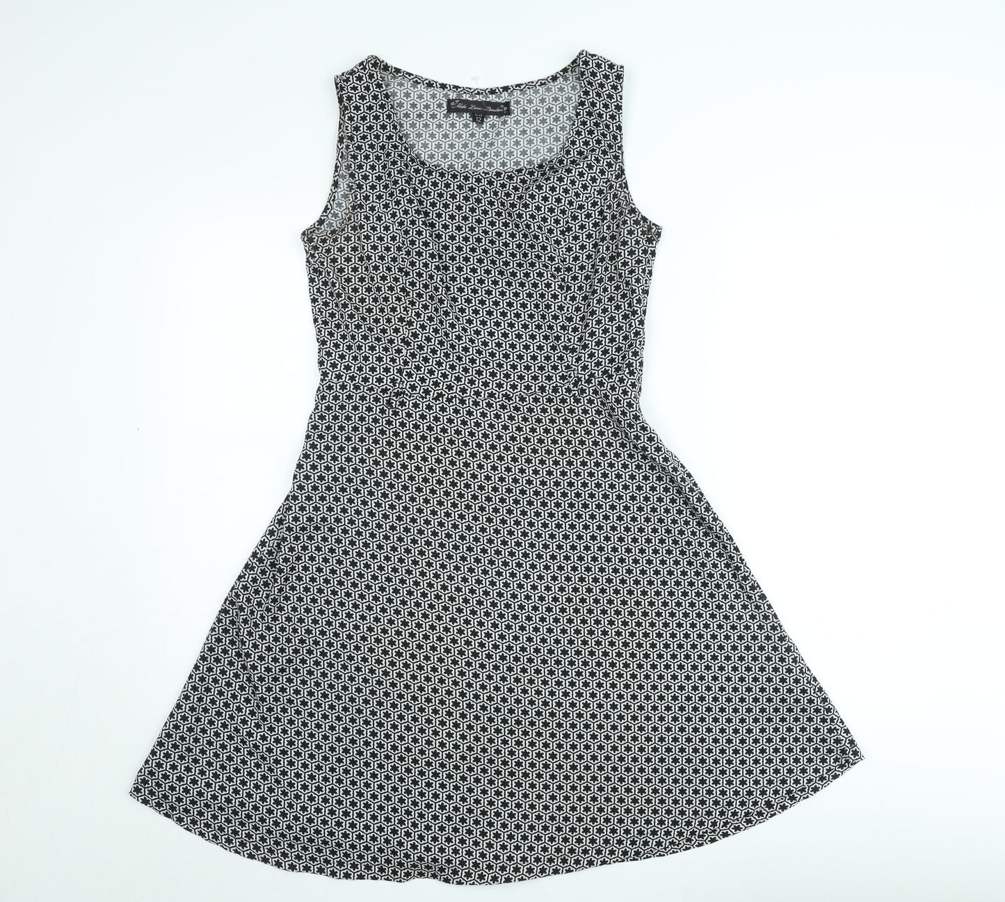 Hela Loves London Womens Black Geometric A-Line Dress Size 12