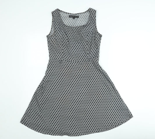 Hela Loves London Womens Black Geometric A-Line Dress Size 12