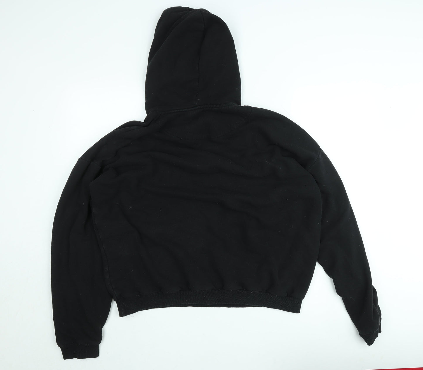 boohooMAN Mens Black XL Pullover Hoodie Embroidered Graphic Fleece