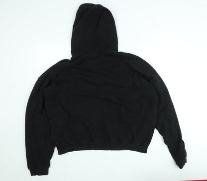 boohooMAN Mens Black XL Pullover Hoodie Embroidered Graphic Fleece