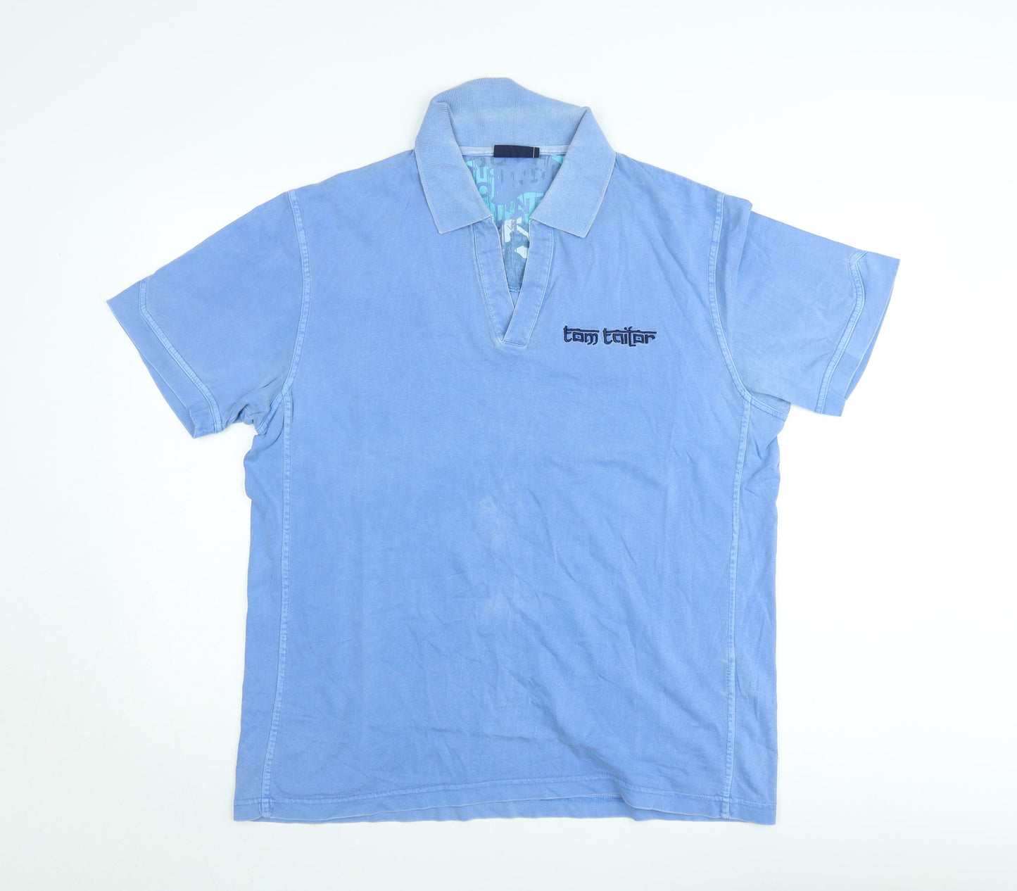 Tom Tailor Men's Blue XL Cotton Short Sleeve Polo Shirt