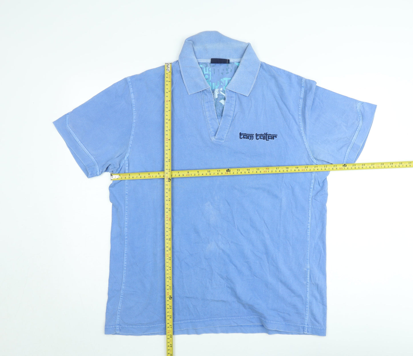 Tom Tailor Men's Blue XL Cotton Short Sleeve Polo Shirt