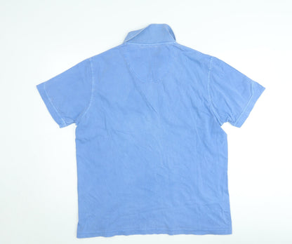 Tom Tailor Men's Blue XL Cotton Short Sleeve Polo Shirt
