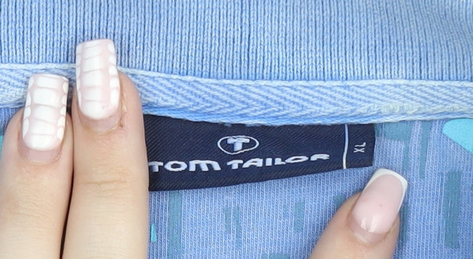Tom Tailor Men's Blue XL Cotton Short Sleeve Polo Shirt