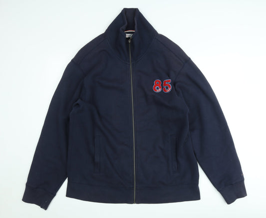 Tommy Hilfiger Men's Blue Full Zip Sweatshirt XL Embroidered Logo