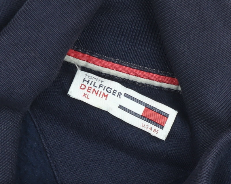 Tommy Hilfiger Men's Blue Full Zip Sweatshirt XL Embroidered Logo