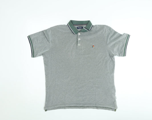 Jack & Jones Men’s Grey Collared Short Sleeve Polo Shirt Size L