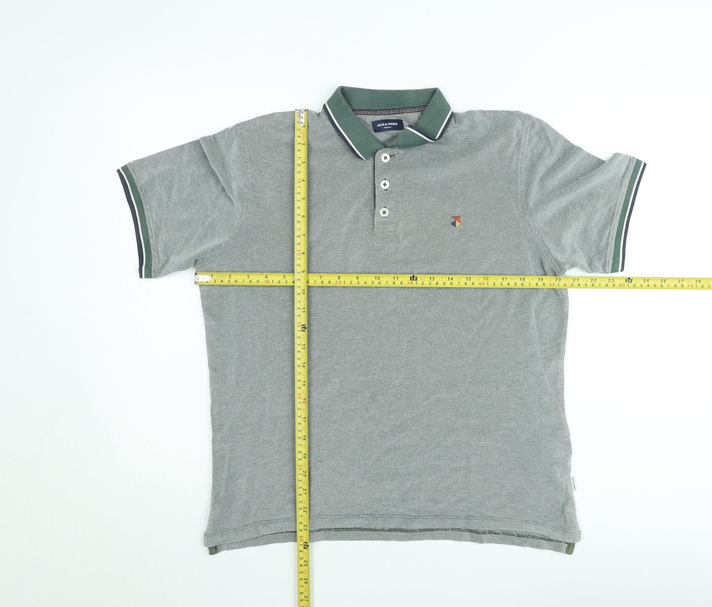 Jack & Jones Men’s Grey Collared Short Sleeve Polo Shirt Size L