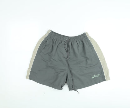 Asics Men's Grey Sports Shorts M Elastic Waist Lightweight
