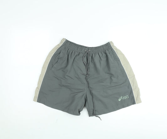 Asics Men's Grey Sports Shorts M Elastic Waist Lightweight