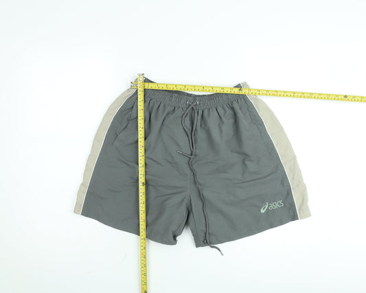 Asics Men's Grey Sports Shorts M Elastic Waist Lightweight