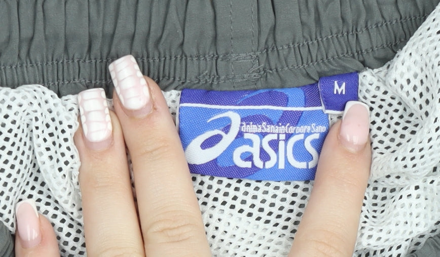 Asics Men's Grey Sports Shorts M Elastic Waist Lightweight