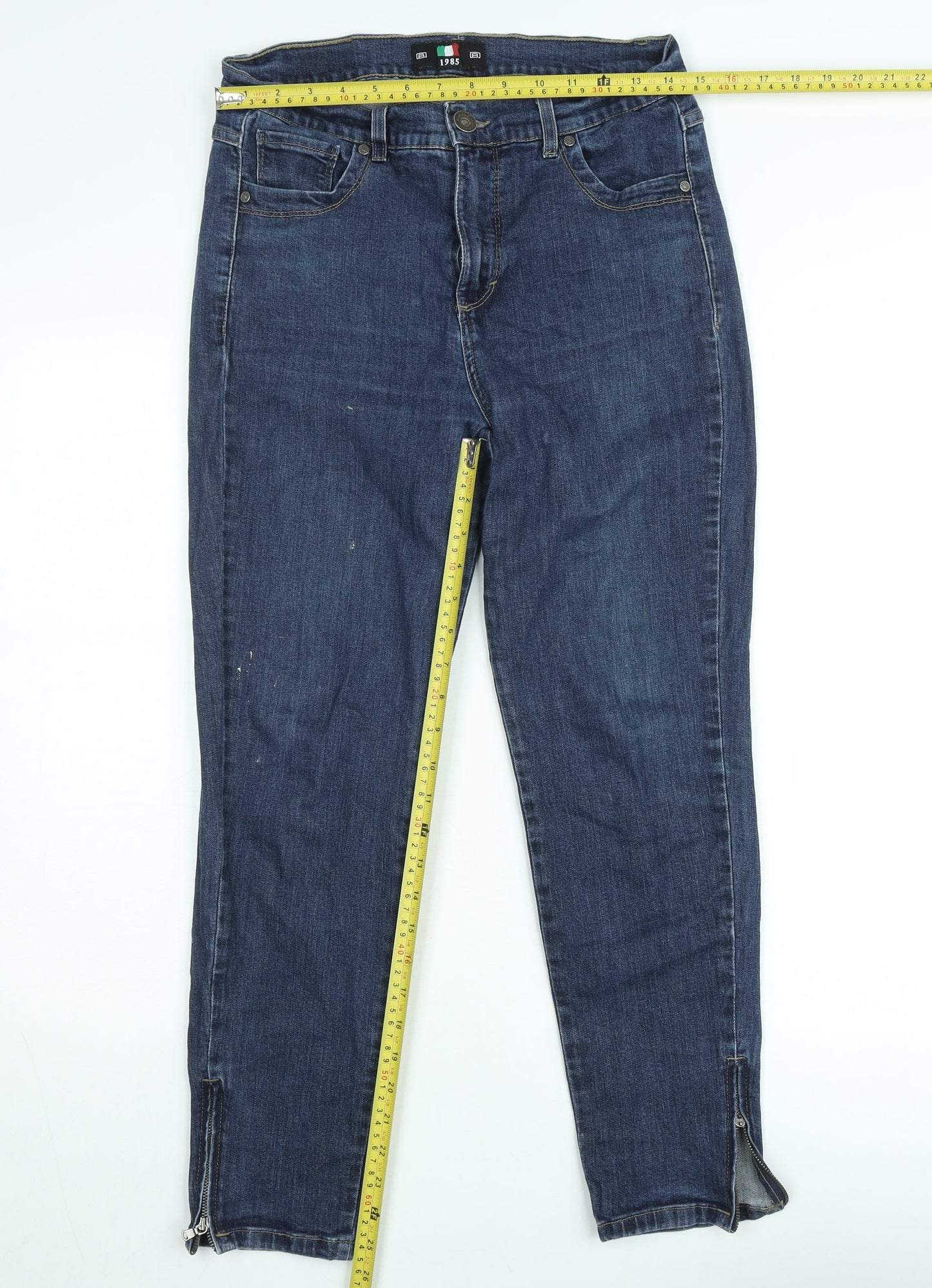B Jeans Men’s Blue Skinny Denim Jeans W31 Zip Hem Stretch Style