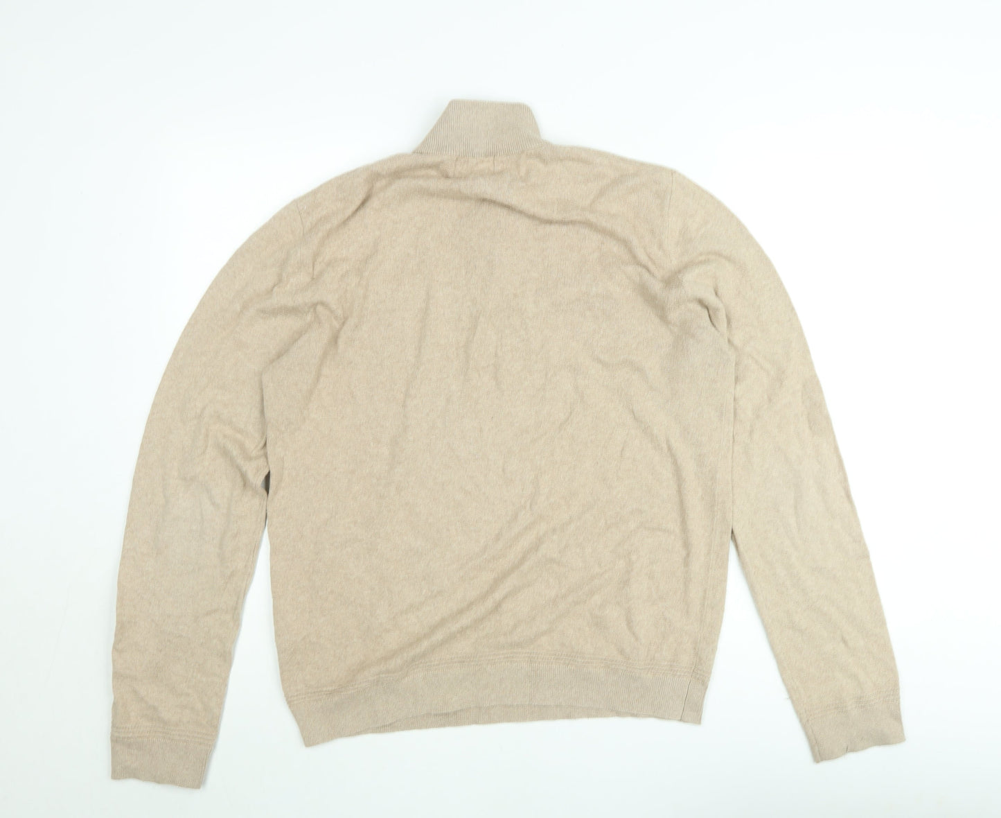 Topman Men’s Beige 1/2 Zip Mock Neck Knit Sweatshirt Size L