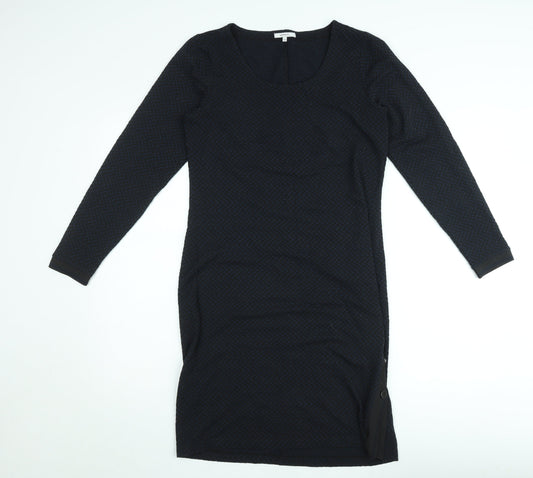 Sandwich Women Black Knit Bodycon Dress Size M Long Sleeve Scoop Neck
