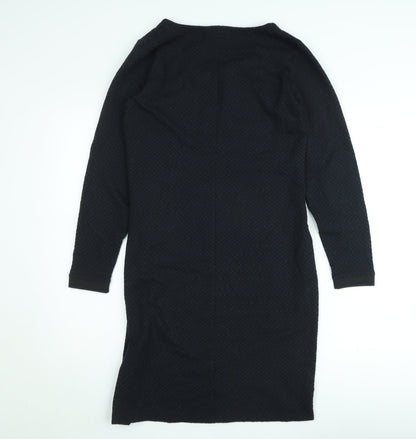 Sandwich Women Black Knit Bodycon Dress Size M Long Sleeve Scoop Neck