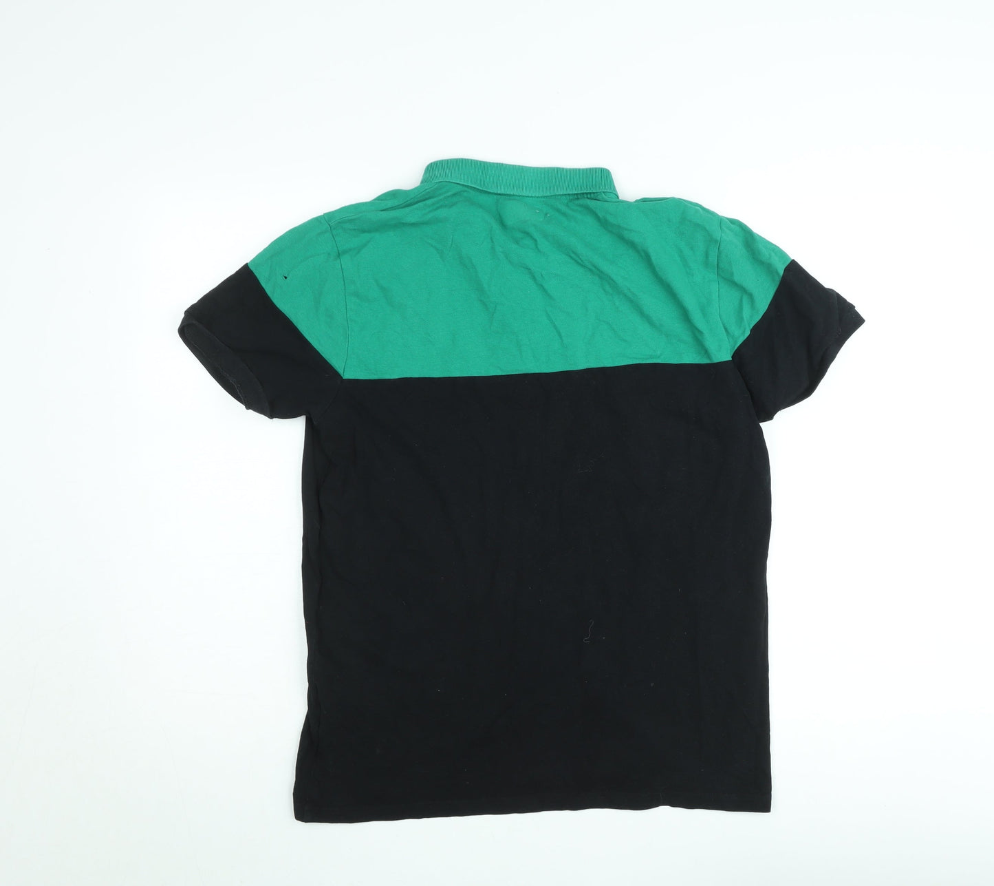 Kappa Men’s Green Black Colourblock Rugby Polo Shirt Size L