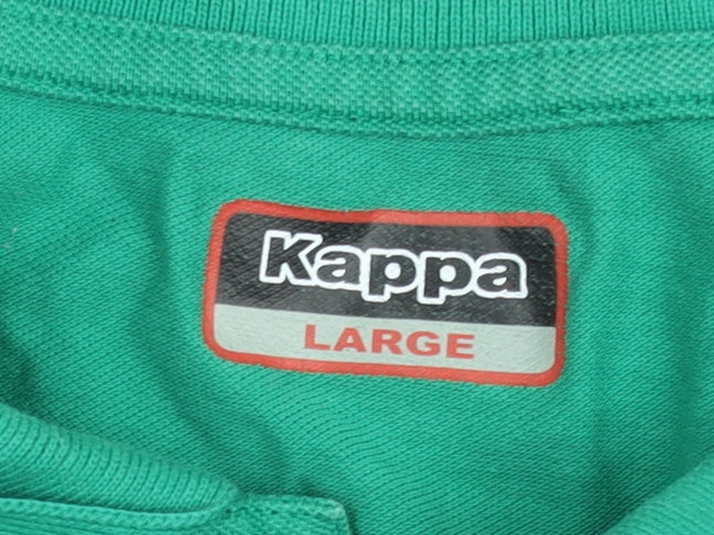 Kappa Men’s Green Black Colourblock Rugby Polo Shirt Size L