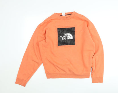 The North Face Unisex Orange Crew Neck Pullover Sweatshirt L