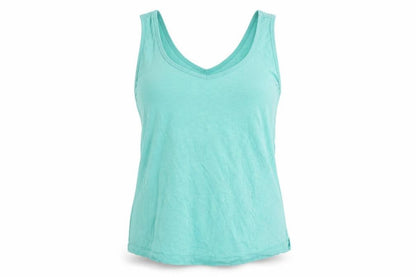 Front view of Dunnes Women’s Green Cotton Relaxed Fit V-Neck Tank Top, size M