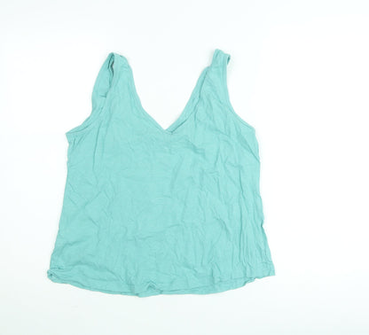 Dunnes Stores Women’s Green Cotton Relaxed Fit V-Neck Tank Top Size M
