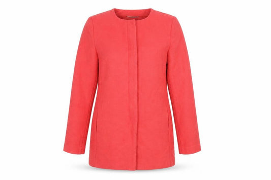 Heyton Women's Pink Cotton Mid-Length Collarless Coat Size 12