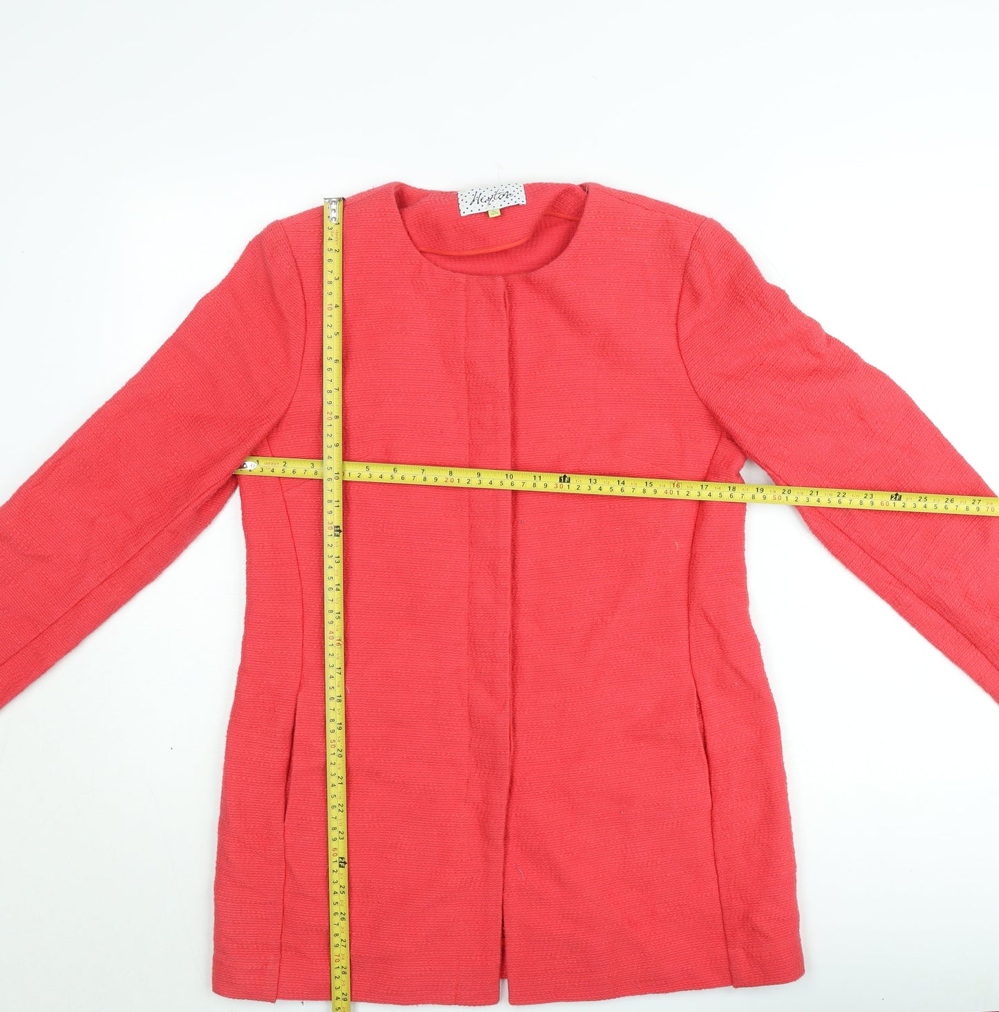 Heyton Women's Pink Cotton Mid-Length Collarless Coat Size 12