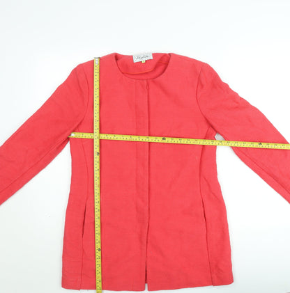 Heyton Women's Pink Cotton Mid-Length Collarless Coat Size 12